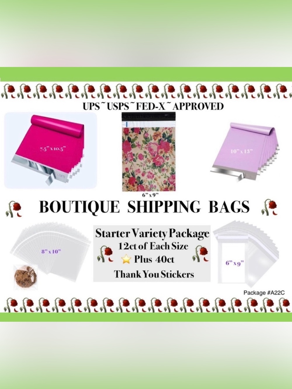 Shipping Starter Variety Package 36ct Poly & 24ct Clear Bags & 40ct Stickers 🥀🆕🥀